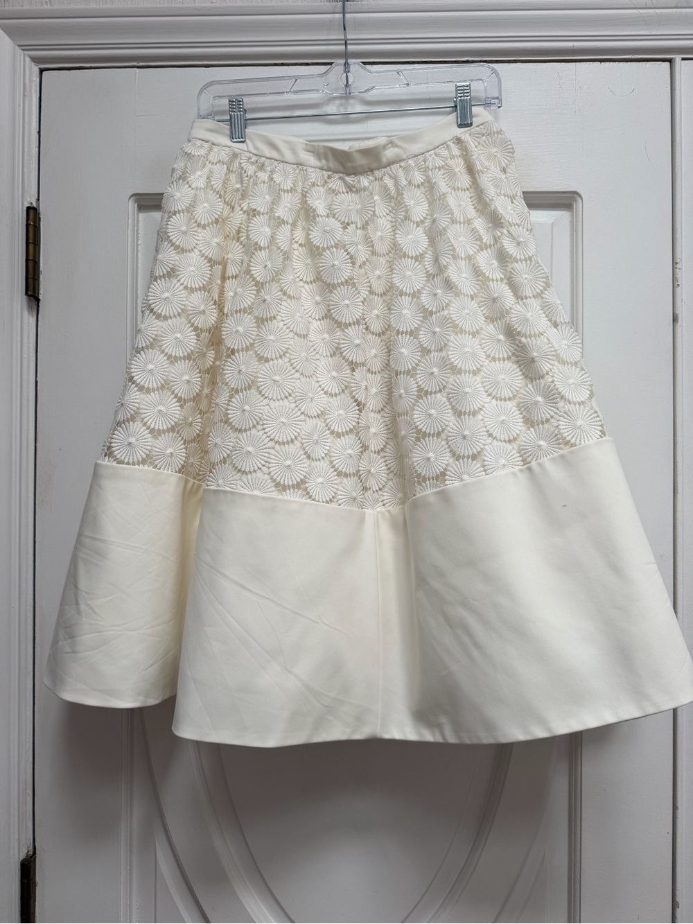 Alexis Cream A-Line Lace & Panel Skirt